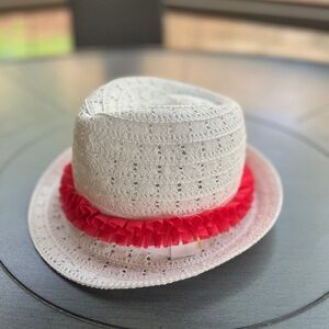 White and pink Women's Fedoras Straw Hat